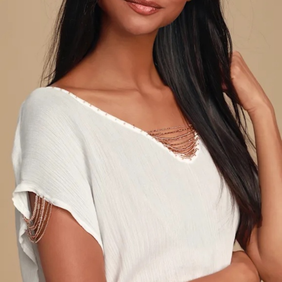 Lulus La Ola White Beaded Sheer Maxi Swim Cover-up - Size S - Picture 5 of 6